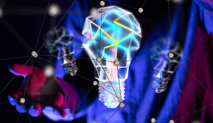 Poster - Neural network 3D illustration. Big data and cybersecurity
