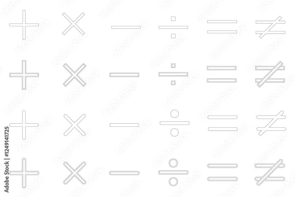 Image vectorielle Stock Arithmetic Symbols Set: Plus, Minus, Multiply ...