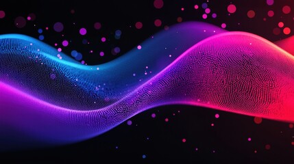 Aufkleber - Abstract background with blue and purple glowing particles waving