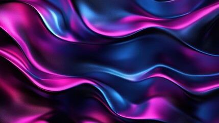 Poster - Glowing particles waving on dark blue and purple background