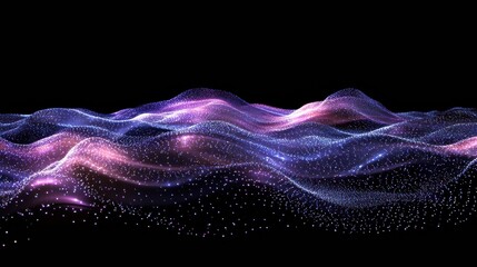Aufkleber - Glowing particles forming a wave in blue and purple colors