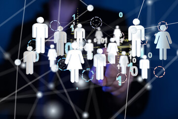 Aufkleber - Global network. Blockchain. 3D illustration. Neural networks and artificial intelligence. Abstract
