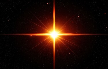 Poster - Bright star shining with lens flare in outer space