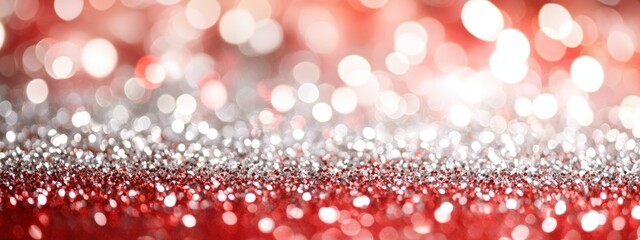 Poster - Captivating Red and Silver Glitter Background with Bokeh Lights Creating a Festive Atmosphere for Celebrations and Events