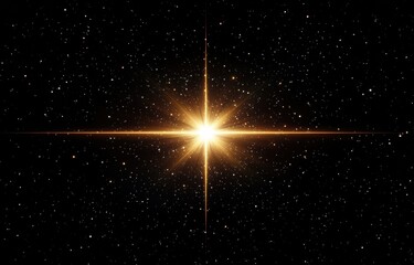 Leinwandbilder - Bright star shining in the dark space with lens flare
