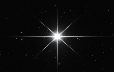 Wall Mural - Bright star shining in the dark universe with lens flare