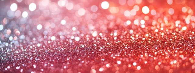 Poster - Vibrant Red and Silver Glittery Background with Bokeh Effect for Creative Projects and Festive Themes