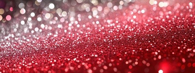 Poster - red and silver glittery background with bokeh effect for festive and celebratory themes