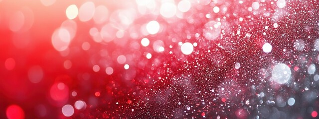 Poster - Stunning Red and Silver Glittery Background with Bokeh Effect for Creative Projects and Festive Designs