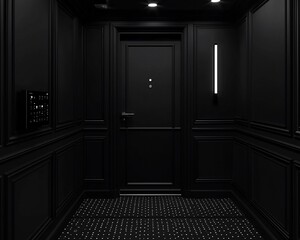Poster - Modern black interior elevator lobby