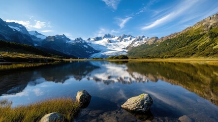 Poster - A beautiful lake with mountains in the background