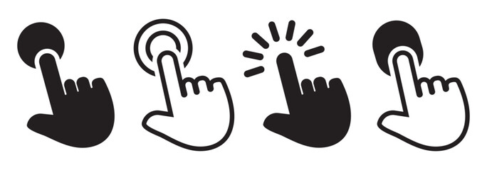 Leinwandbilder - computer mouse click cursor arrow icons set. clicking cursor. hand cursors icons click set. pointer 