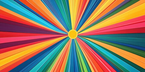 Poster - Vibrant Colorful Rays of Light with a Central Sun in a Dynamic Abstract Background Ideal for Modern Art and Design Projects