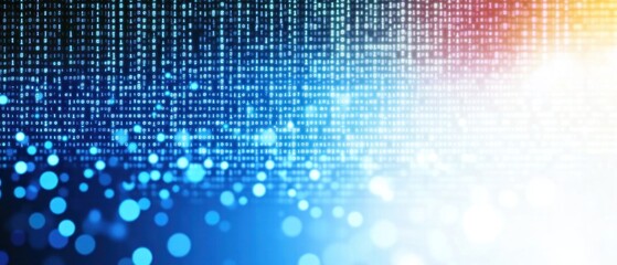 Poster - abstract digital background with blue bokeh and data patterns
