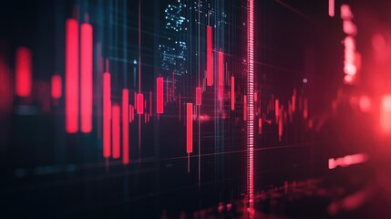 Poster - Financial chart featuring a bold red arrow and bar graphs with gridlines, representing growth and progress.