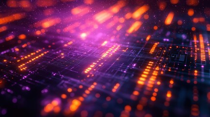 Aufkleber - Futuristic Circuit Board, Glowing Data Streams, Technology Background