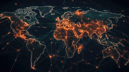 Poster - Modern business logistics interface showing global partner connections and supply chain visualization with dynamic graphics.