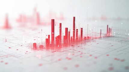 Poster - Rising red arrow with gridlines, bar charts, and data points displayed over a clean white background, emphasizing growth.