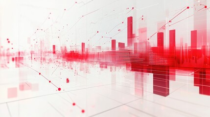 Poster - Rising red arrow with gridlines, bar charts, and data points displayed over a clean white background, emphasizing growth.