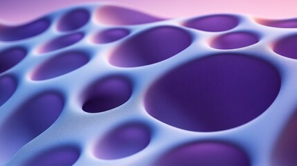 Leinwandbilder - Abstract 3D render of porous, textured surface with light blue and purple hues.