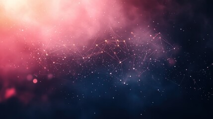 Poster - Abstract background with glowing network connections and bokeh lights in pink and blue hues.