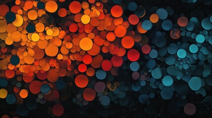 Aufkleber - Abstract background with vibrant, overlapping circles in warm and cool tones.