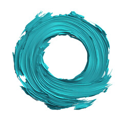 Poster - Bright cyan circular brush stroke on transparency background, perfect for design