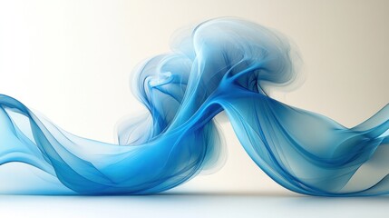 Poster - Abstract blue flowing wave design, dynamic movement, elegant curves, smooth texture, light background.