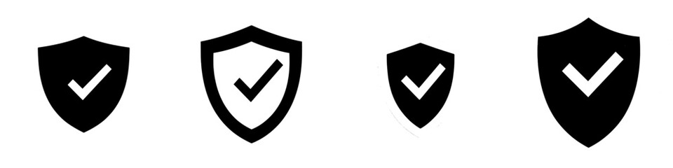 Poster - Shield check mark logo icon design template, modern illustration