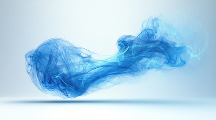 Poster - Abstract blue smoke swirl design element on light background.
