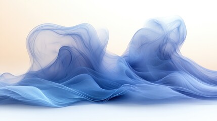 Poster - Abstract blue smoke waves on white background.