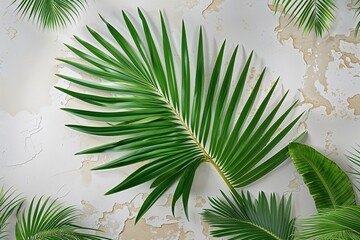 large isolated tropical green palm leaf cutout design