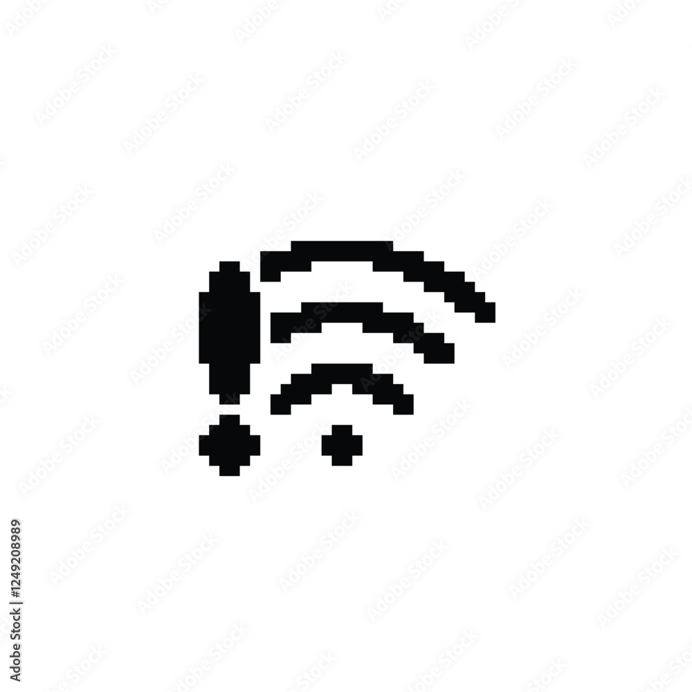 no wi fi icon 8 bit, pixel art icon for game logo. Stock Vector | Adobe ...