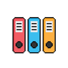 Poster - pixel File Folder icon.  Vector pixel office  Folder 8 bit logo for game