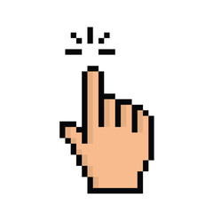 Fototapete - pixel hand icon.  Vector pixel art cursor click 8 bit logo for game