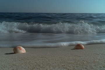 Wall Mural - Seashell on the Beach at Sunrise