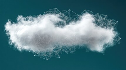 Poster - abstract cloud with interconnected nodes, representing digital network or data storage.
