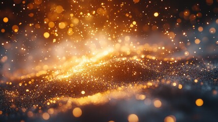 Poster - Glowing Particles on Dark Background Creating Magical Atmosphere
