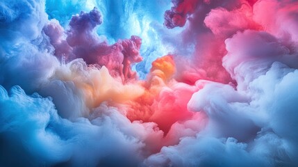 Aufkleber - Abstract colorful cloudscape, vibrant hues, swirling smoke texture, fantasy background.