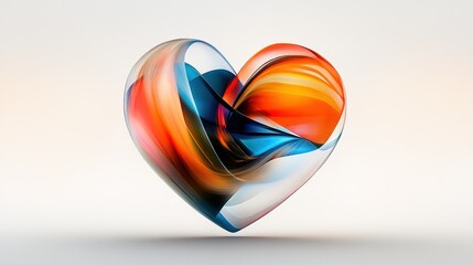 Poster - Colorful Abstract Heart Shape with Swirling Patterns and Smooth Texture
