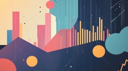 Leinwandbilder - Abstract colorful geometric shapes and lines, data visualization design.
