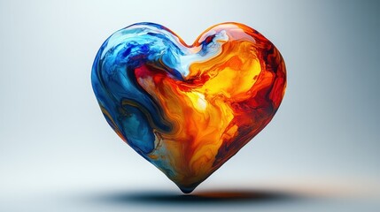 Poster - Colorful Swirling Heart Shape in Vibrant Blue and Orange Shades