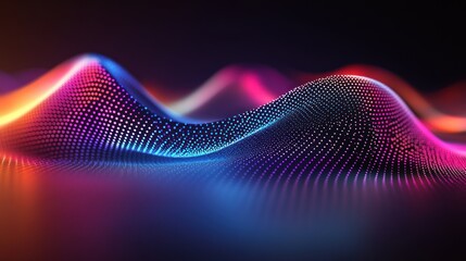 Leinwandbilder - Abstract colorful glowing wave of particles.