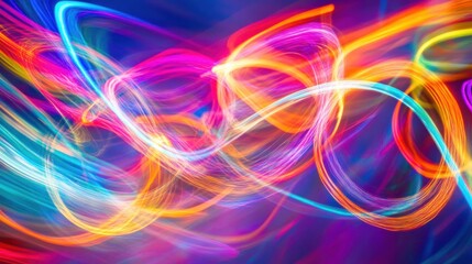 Poster - Abstract colorful light trails swirling in dynamic motion.