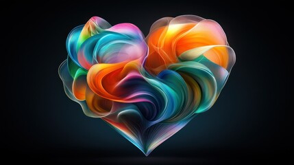 Poster - Colorful Abstract Heart Shape Design with Flowing Patterns and Light Effects