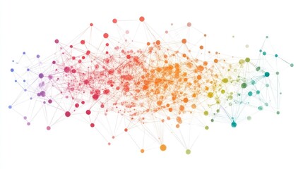 Poster - abstract colorful network connection nodes and lines.