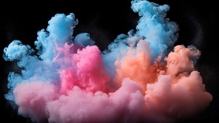 Aufkleber - Abstract colorful smoke explosion on black background.
