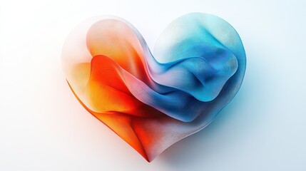 Poster - Artistic Heart Shape with Flowing Lines in Blue and Orange Tones