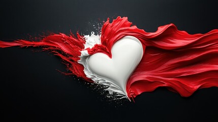 Poster - Artistic representation of heart shape with red paint splash effect