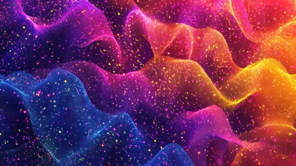 Poster - Abstract colorful wavy background with glitter particles.